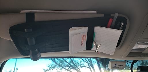 Car Sun Visor Organizer, Car Visor Storage Anti-Slip Elastic Woven Board For Sunglass Holder Parking Fuel Card Accessories