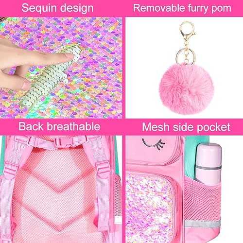 Miniatura 4 de Mochila de 3 piezas para niñas y niños bolsa de libros de dinosaurio de unicornio de 15 pulgadas con caja de almuerzo bolsa de escuela preescolar