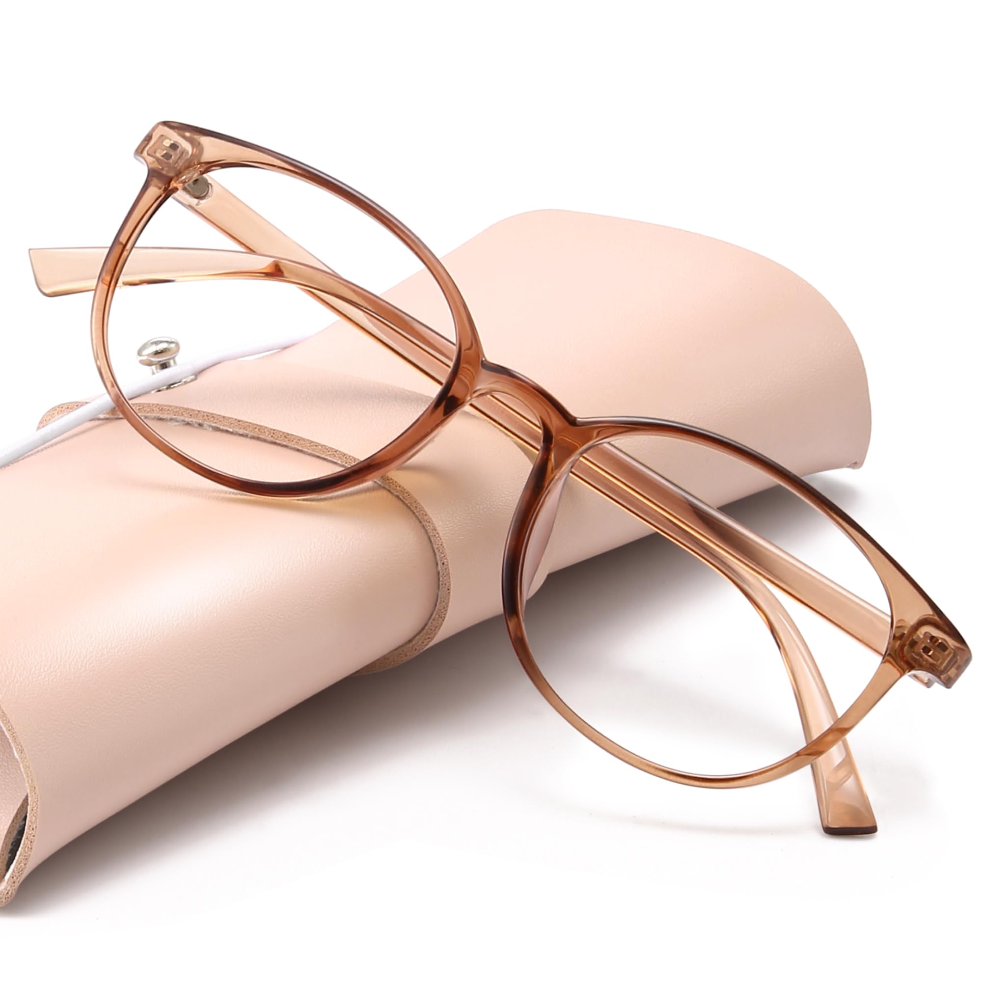 Photo 1 of miyya Blue Light Blocking Glasses with Protective Case, Round Transparent Frames for Comfort & Eye Strain Relief