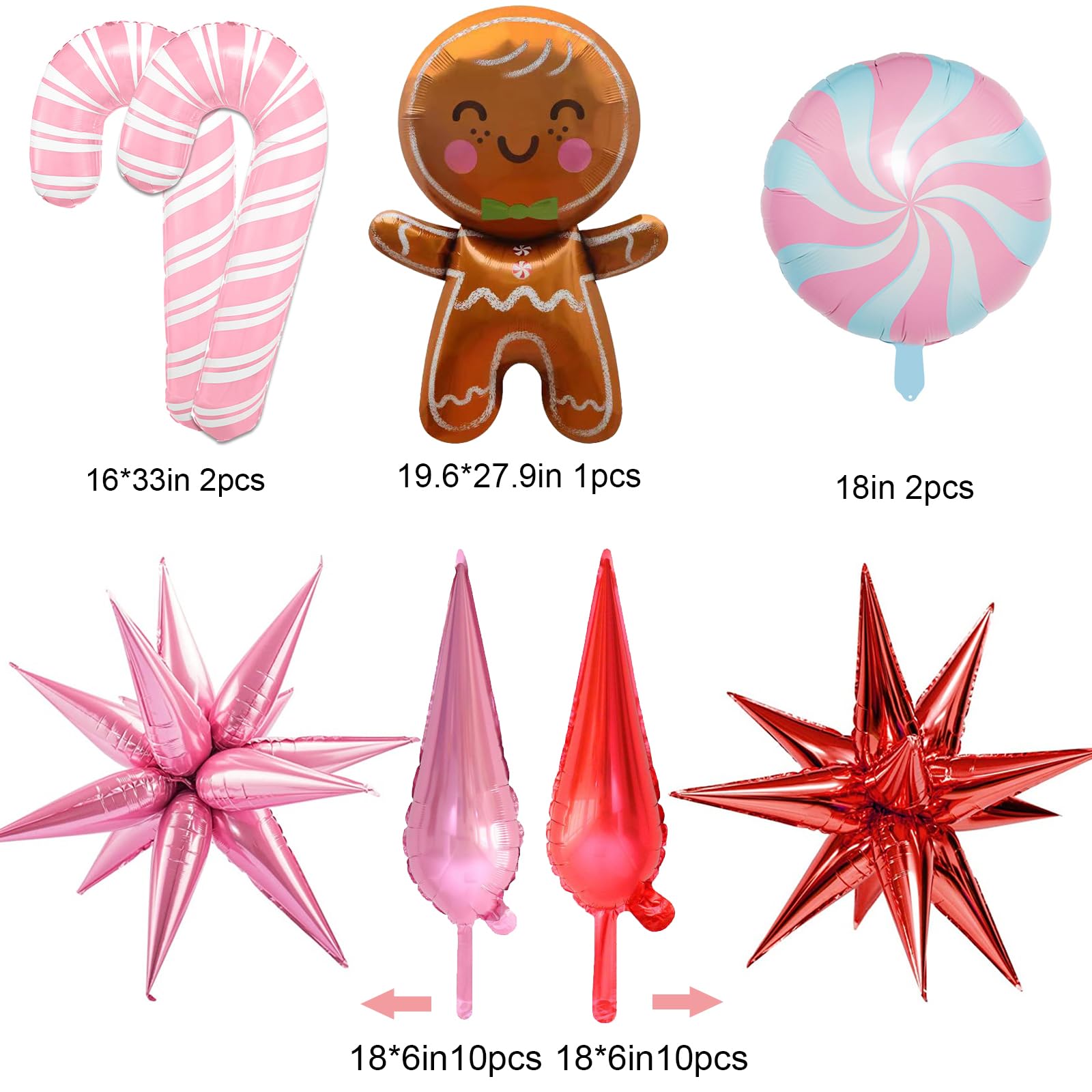 Christmas Balloon Garland Kit – Red Green Pink Balloons With Gingerbread & Candy Cane