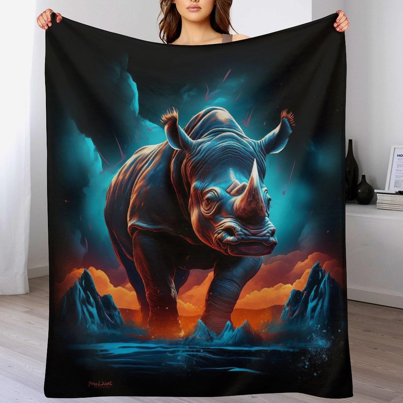 Couverture rhinocéros flannel grand plaid canapé housse de chaise lit chaud 180x200