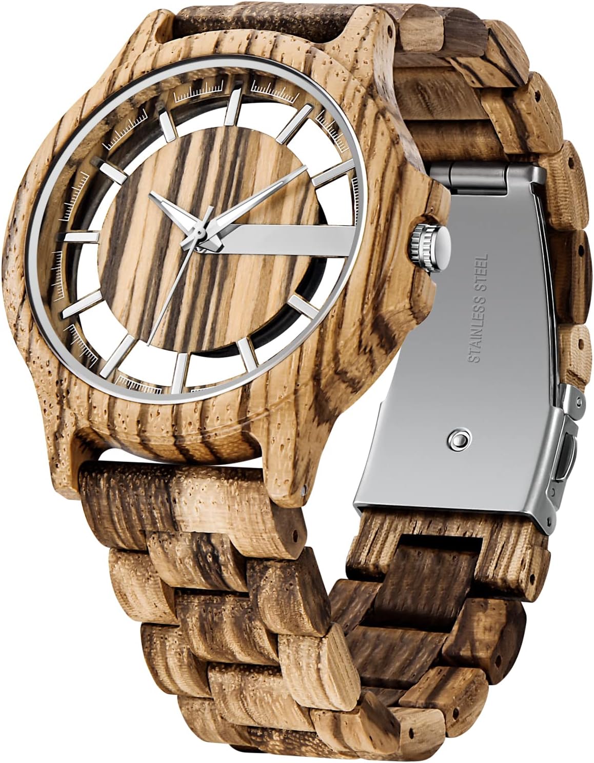 Men Watches with Handmade Colorful Bamboo Wood Watch Analog Quartz Wooden Watch for Men
