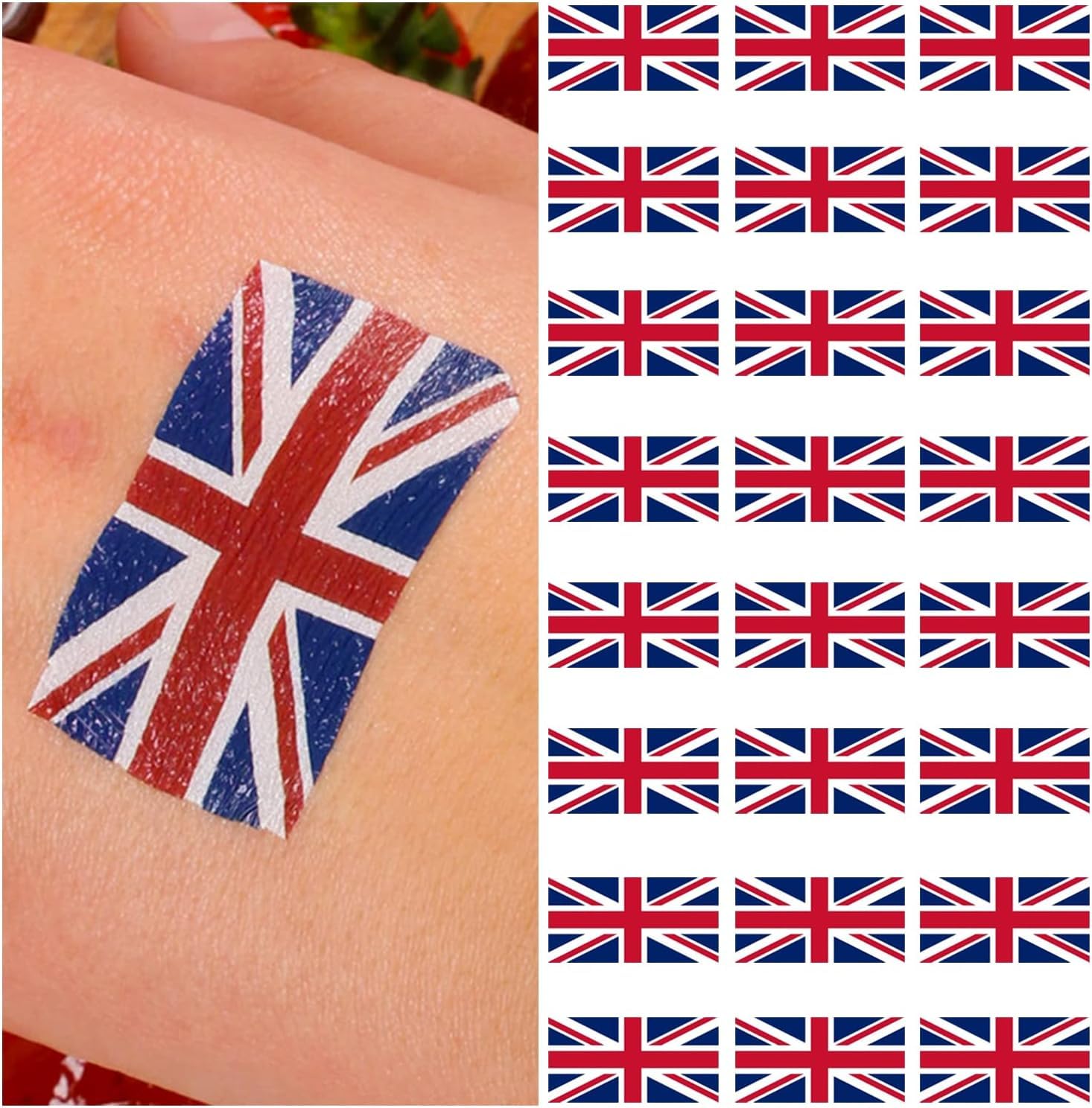 UNION JACK TATTOOS - TEMPORARY WATERPROOF UNITED KINGDOM FLAG TATTOO - QUEENS STREET PARTIES AND EVENTS (PACK OF 24) VE DAY COMMONWEALTH