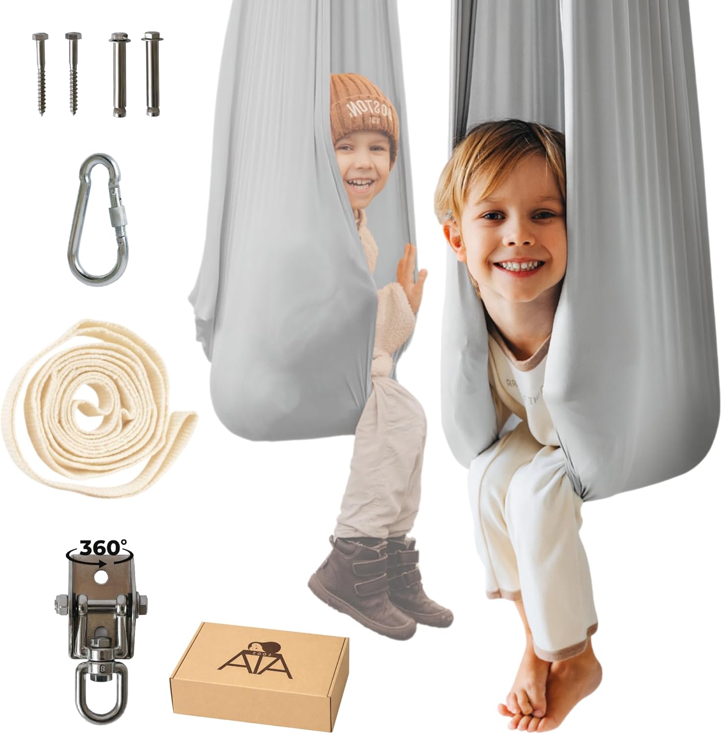 Sensory Swing for Kids & Adults (300 lb Capacity) - Indoor & Outdoor Therapy Swing - Soft Calming Hug Effect for ADHD, Autism & Sensory Seekers - Hardware Included