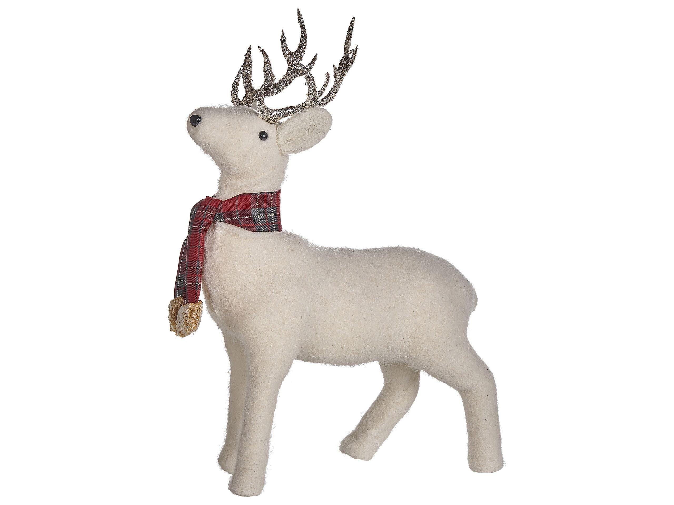 Figurine de renne blanc 48 cm Mustola Beliani pour decoration de Noel