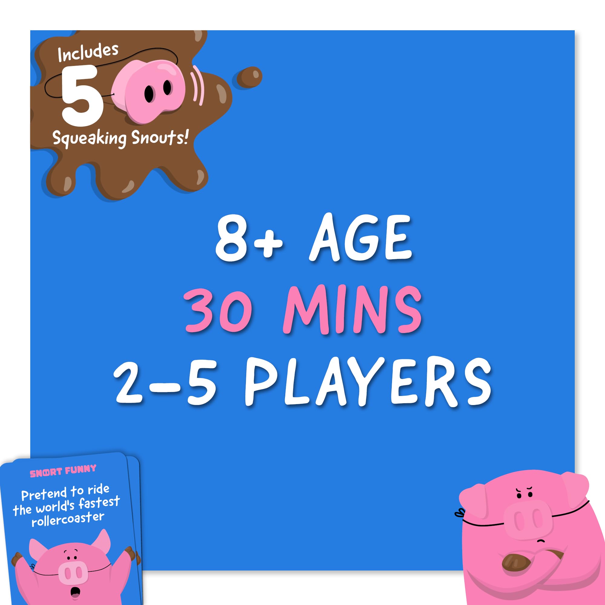 Snort Funny – El Increíble Te Ríes Te Pierdes Juego de Fiesta, Juegos Familiares Para Niños y Adultos Con 150 Tarjetas de Desafío, 5 Focicos de Cerdo y Fichas de Lodo, Juegos Divertidos Para Amigos y