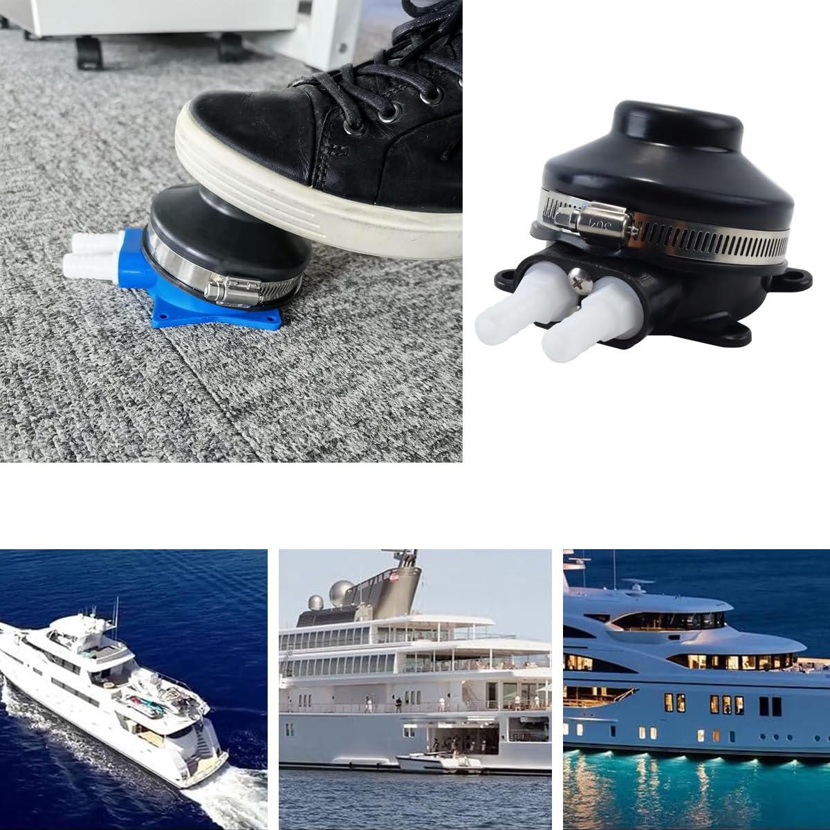 Ludom Pompe à eau manuelle à pied pour bateau, yacht, cale Galley, caravane, camping-car, toilettes, camping