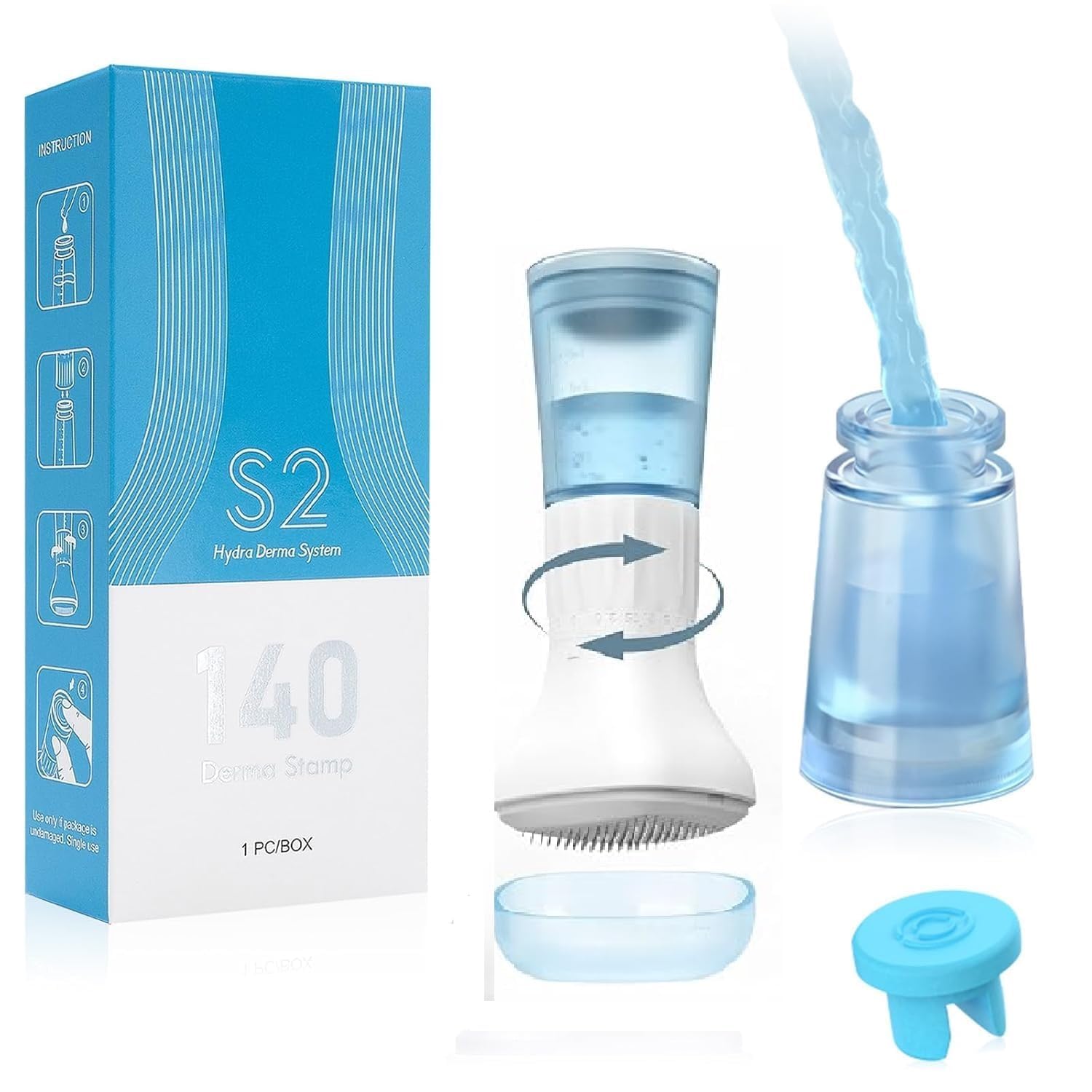 S2 Upgraded Derma Stamp 140 | Adjustable Microneedle Serum Applicator with 10ml Refillable Bottle | Hydra Derma System for Enhanced Absorption & Skin Refresh | Face & Scalp Use-image-31