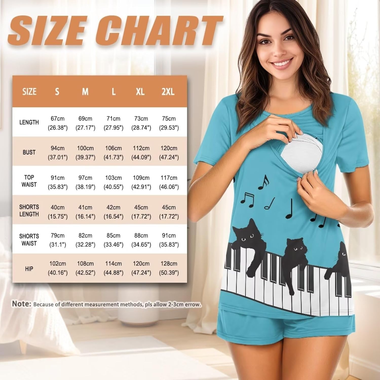 Nursing Pajamas for Women Maternity Sleepwear Short Sleeve Pregnancy PJS Postpartum Loungewear Set S/M/L/XL/XXL