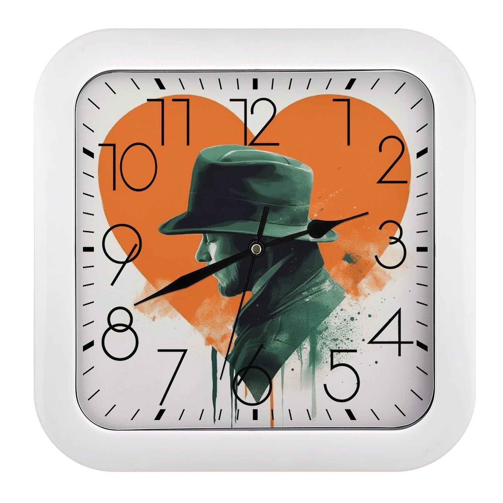FekiLoot Man Silhouette Wall Clock 10.2" Modern Farmhouse Square Clocks Silent No Ticking, Wall Art and Timepiece Clock for Shelf Table Mantel Or Bedside Clocks