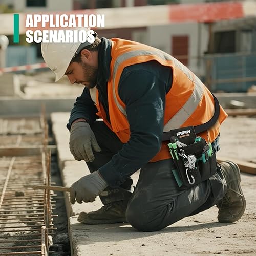 Miniatura 5 de Prowin - Organizador de bolsillo con accesorio duradero, cinturón de herramientas para electricistas, cinturón de herramientas para carpinteros,