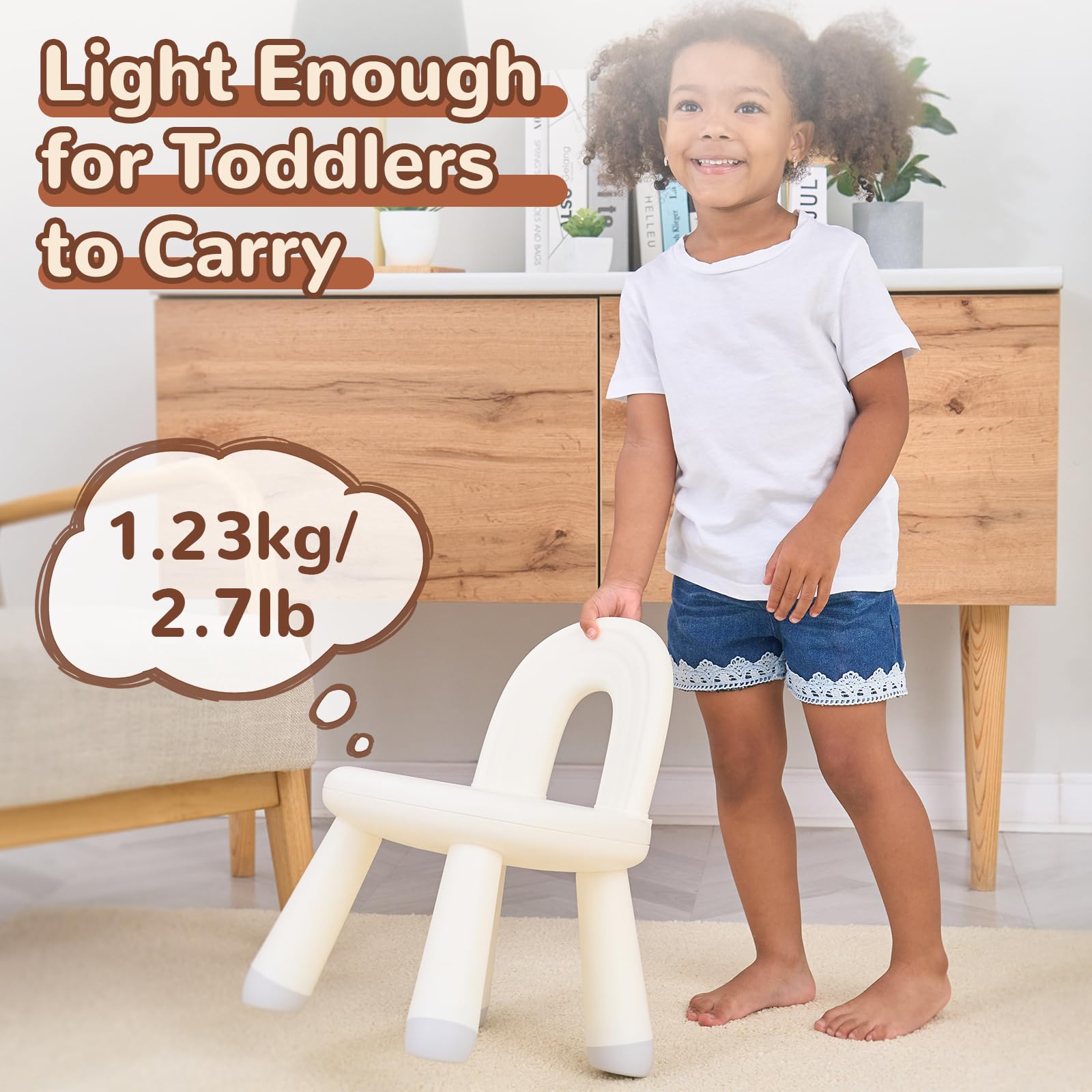 Silla para niños pequeños, silla ergonómica para niños, duradera y resistente, silla pequeña de plástico para niños de 1 a 3 años 5