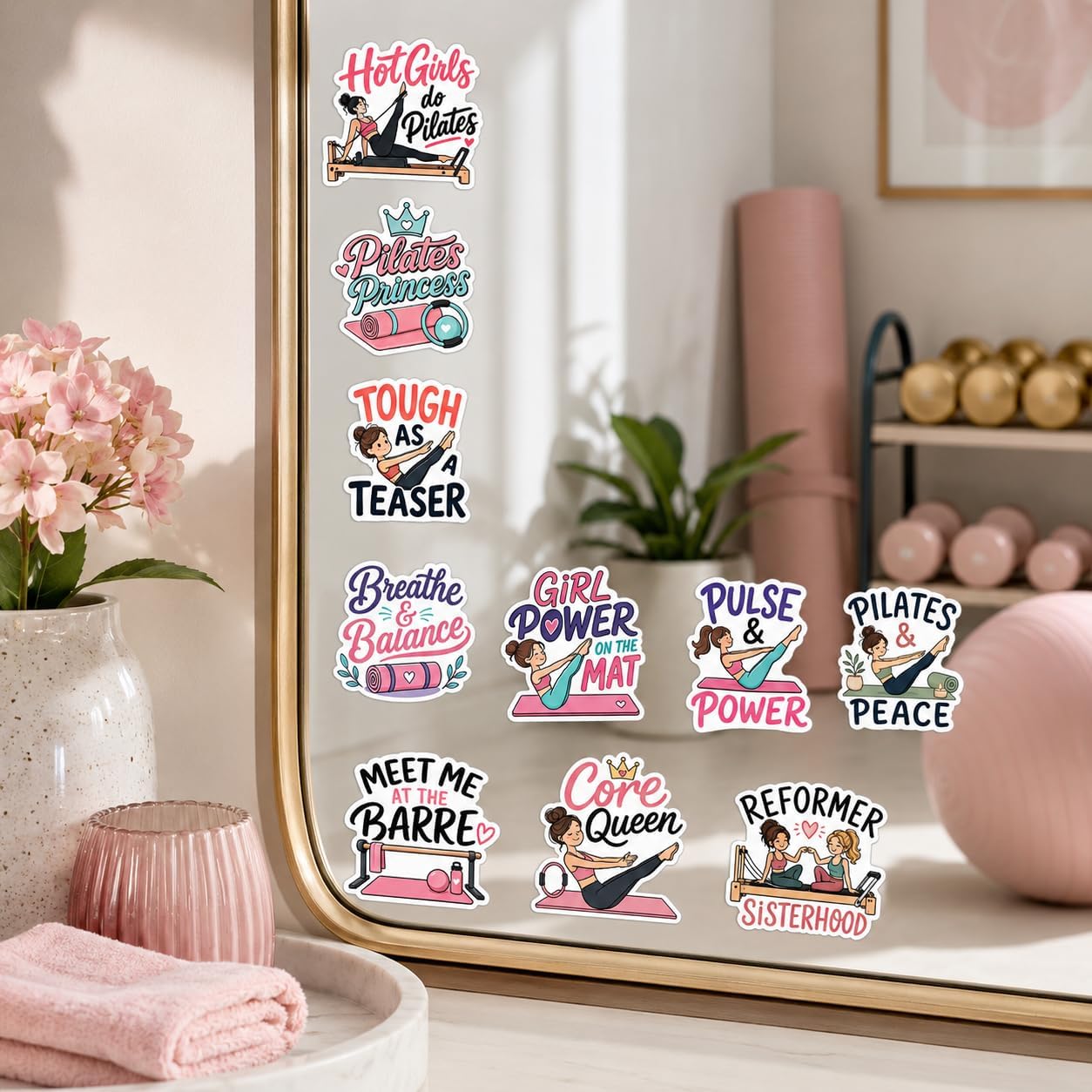 10Pcs Pilates Sticker Funny Girly Reformer Pilates Sticker Gymer Yoga Gym image 3