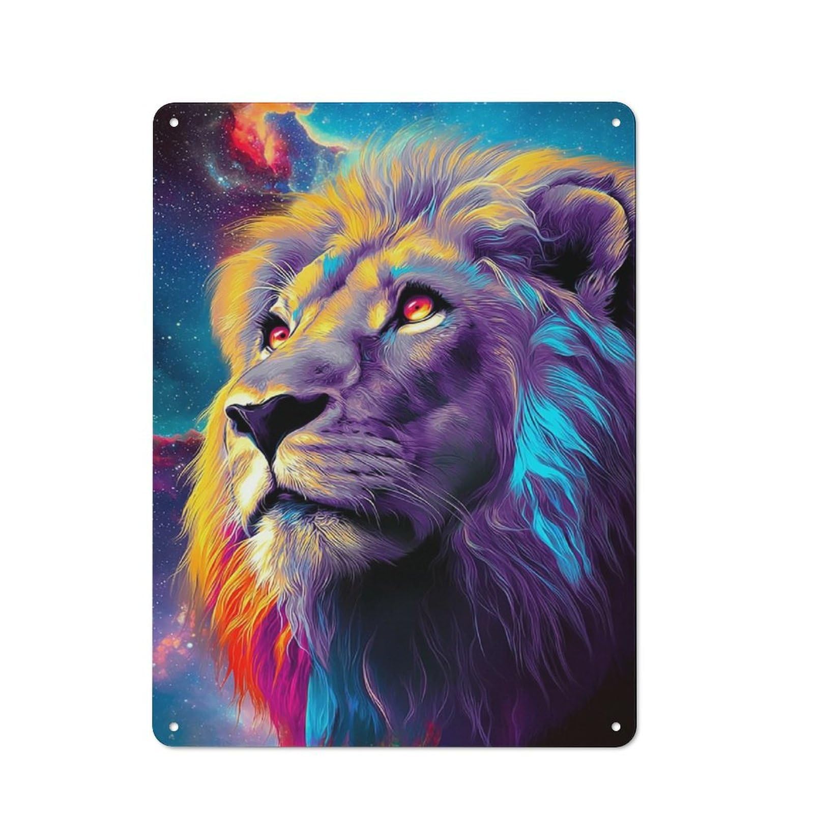 Junmoney Galactic Lion Majesty -4 Metal Sign 40X30cm With For Home Bar Wall, Vintage Decor, Wall Decoration For Home Bars And Entertaining Spaces