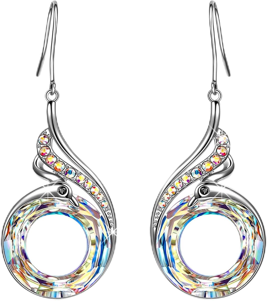 Pendientes colgantes Kate Lynn Rise From the Ashes Phoenix, cristal de Austria | Símbolo de suerte y renovación, regalo de cumpleaños significativo para mujeres