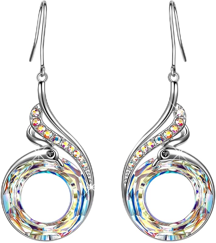 Pendientes colgantes Kate Lynn Rise From the Ashes Phoenix, cristal de Austria | Símbolo de suerte y renovación, regalo de cumpleaños significativo para mujeres