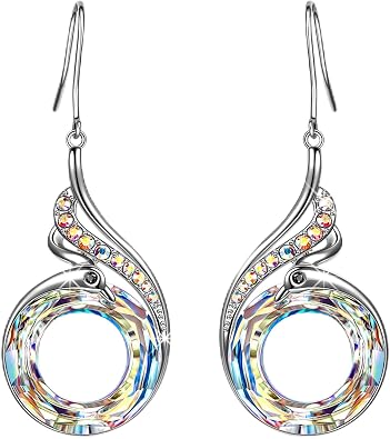Kate Lynn Rise From the Ashes Phoenix Dangle Earrings, Crystal from Austria | Symbol of Luck and Renewal, Meaningful Birthday Gift for Women