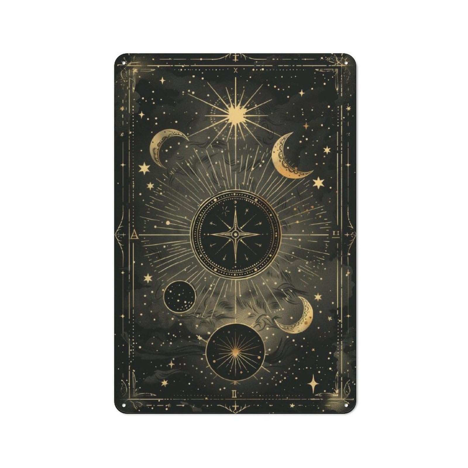 Junmoney Lunar Compass Retro Tin Sign 30X20cm Featuring For Bar Or Restaurant, For Metal Sign Collectors, For Garage And Workshop Walls
