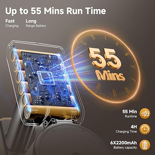 Miniatura 3 de Aspiradora inalámbrica, potente aspiradora de palo con tiempo de funcionamiento de 55 minutos, aspiradoras antienredos para el hogar, taza de polvo