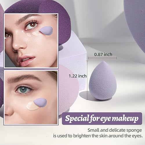 Vista 20 de BS-MALL - Juego de esponjas de maquillaje, 7 esponjas para líquido, crema y polvo, multicolor con 1 mini esponja de maquillaje rosa (D-amarillo)