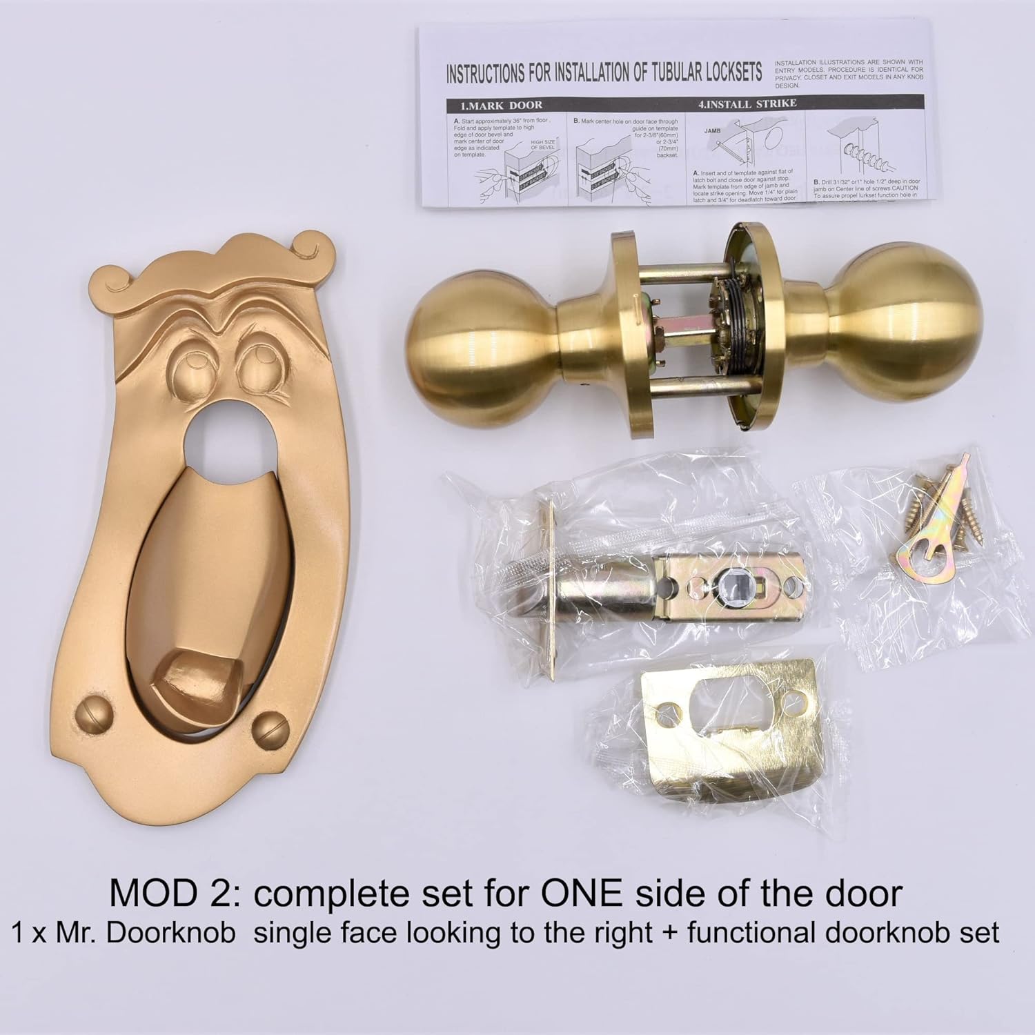 Mr. Doorknob Functional Door knob Set. Room Decoration Decor. Left or Right. Handmade.