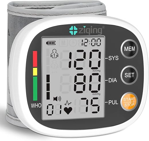 Wrist Blood Pressure Monitor for Home Use, Rechargeable Bp Machine Automatic Digital BP Monitor with Voice Broadcast, Larg...