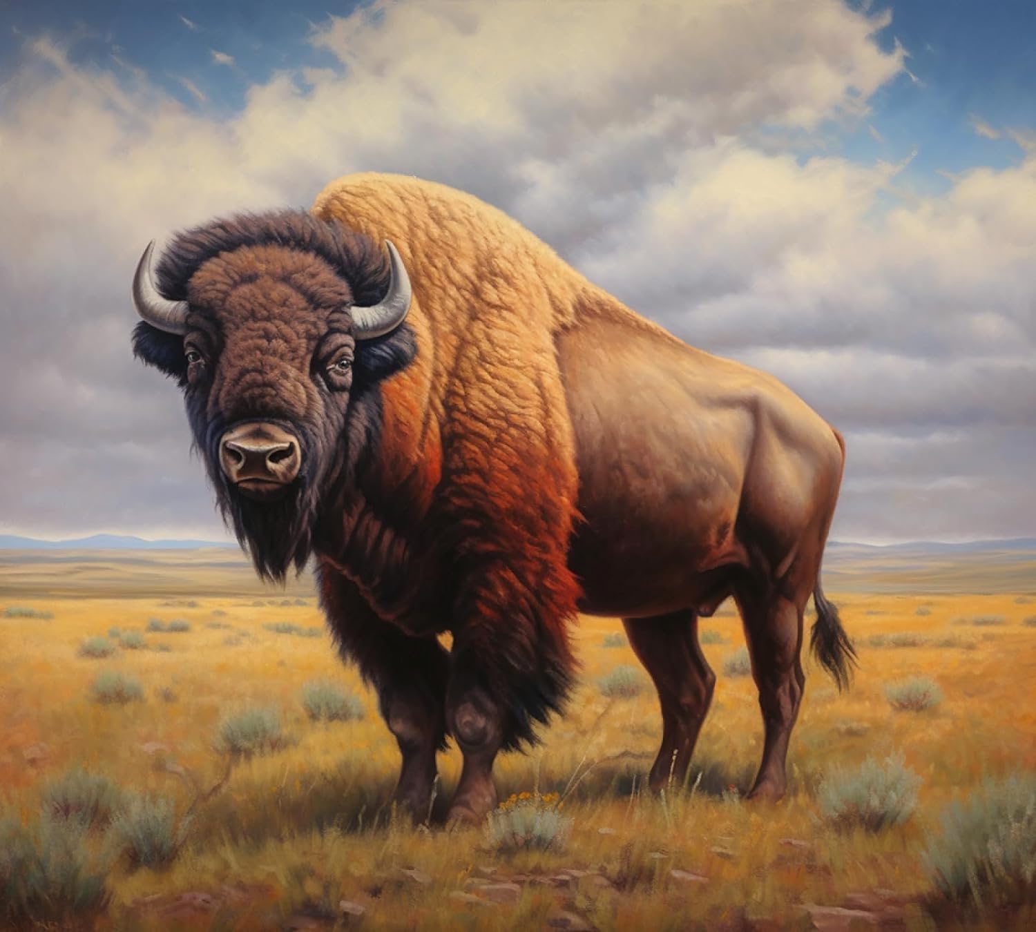 ZMHZMY Paint by Numbers Kits for Adults American Bison Buffalo Animal DIY Oil Painting Wall Art Oil Painting by Numbers Art Home Decoration