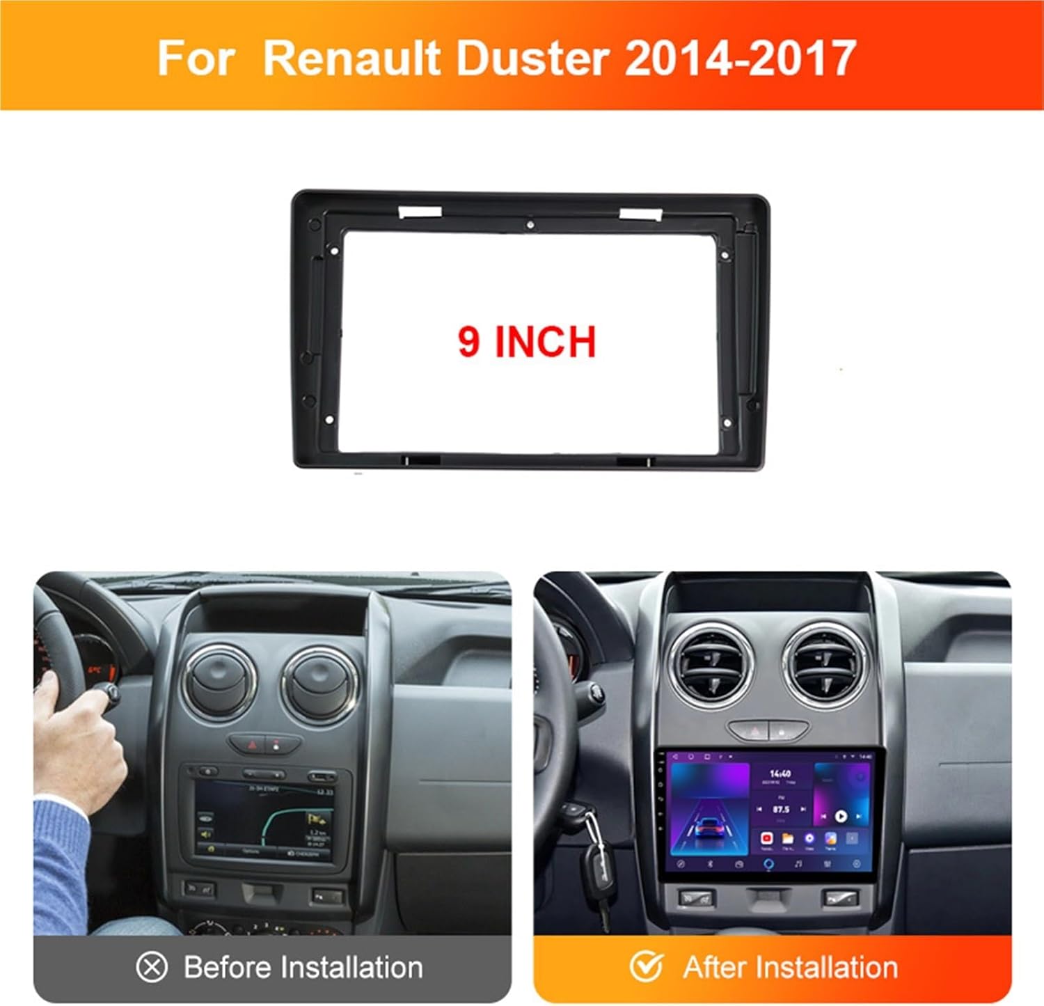 車用ラジオフレーム RENAULT DUSTER 2012-2018 9/10.1インチ カーラジオプレーヤーパネルフレーム フェイ