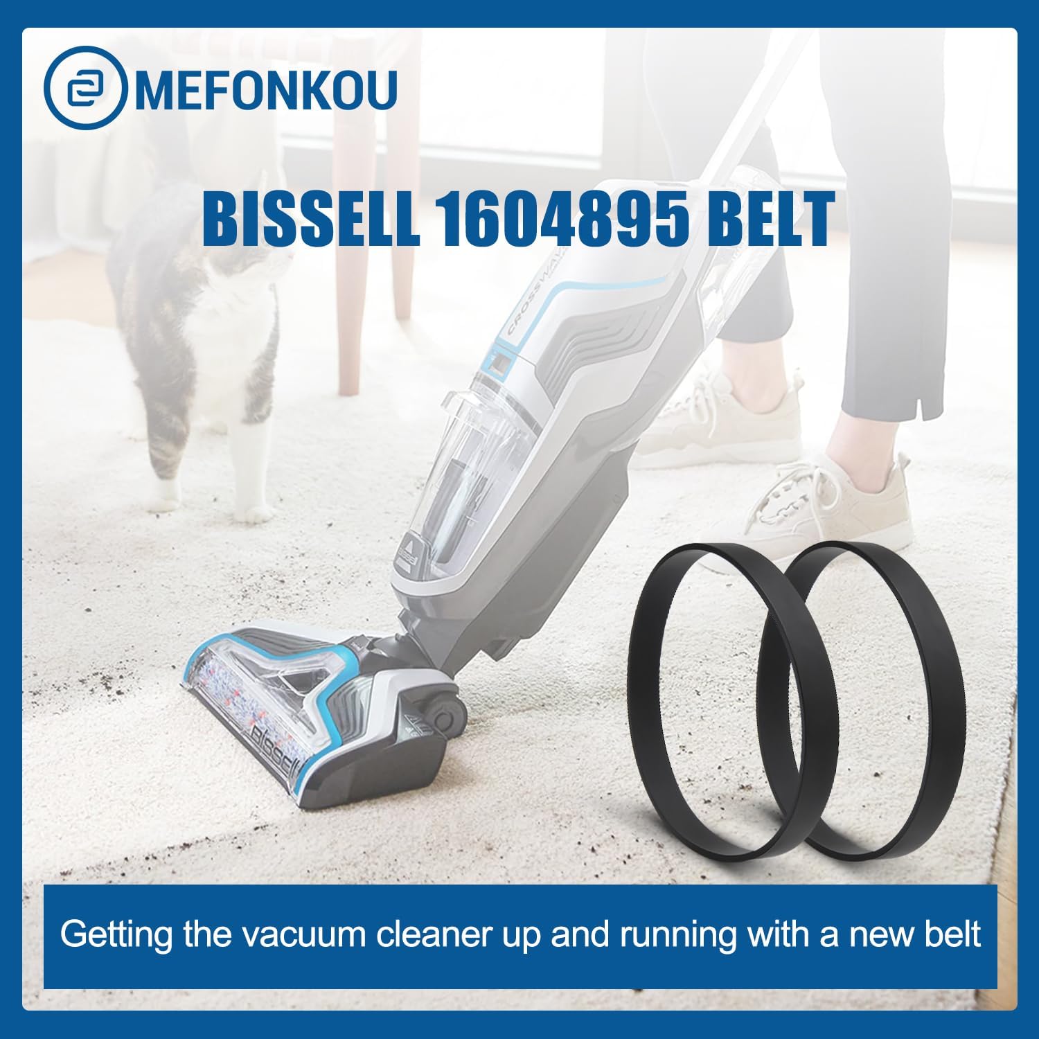 1604895 Vacuum Belts Compatible with Bissell PowerForce Upright Vacuum Cleaner Replacement Models 3508,2112, 21129, 2690, 1520, 23T7 (4/Pack)