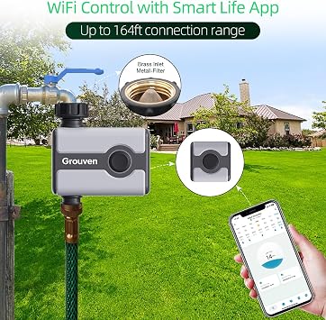 WiFi Water Timer for Garden One Outlet Sprinkler Timer Bluetooth/Wi-Fi Remote Control Irrigation System Hose Faucet Timer with App Control