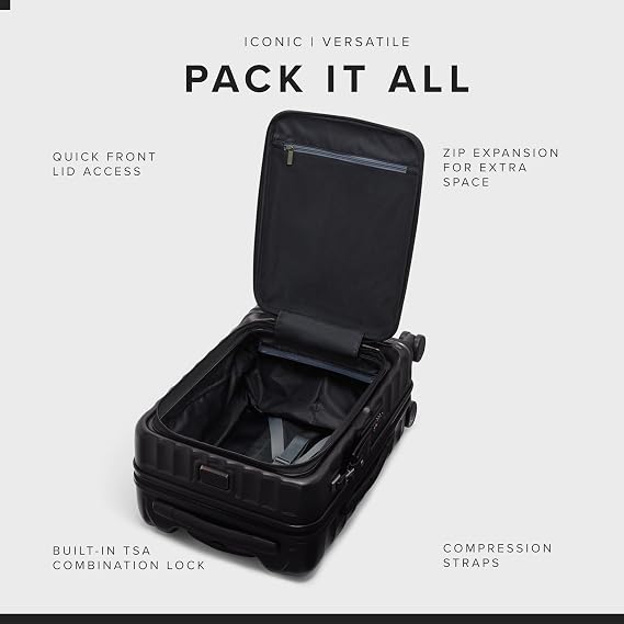 TUMI - 19 Degree Front Access Expandable Carry On - 4-Wheeled Hard Shell Suitcase - Travel Accessories - Black Texture