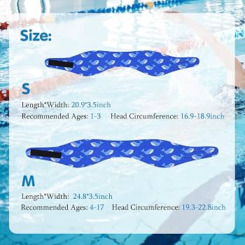 HeySplash Bandeau De Natation En Néoprène Imperméable - Serre-Tête Avec Motif Baleine + Bouchons D'Oreilles - Protection Anti-Eau