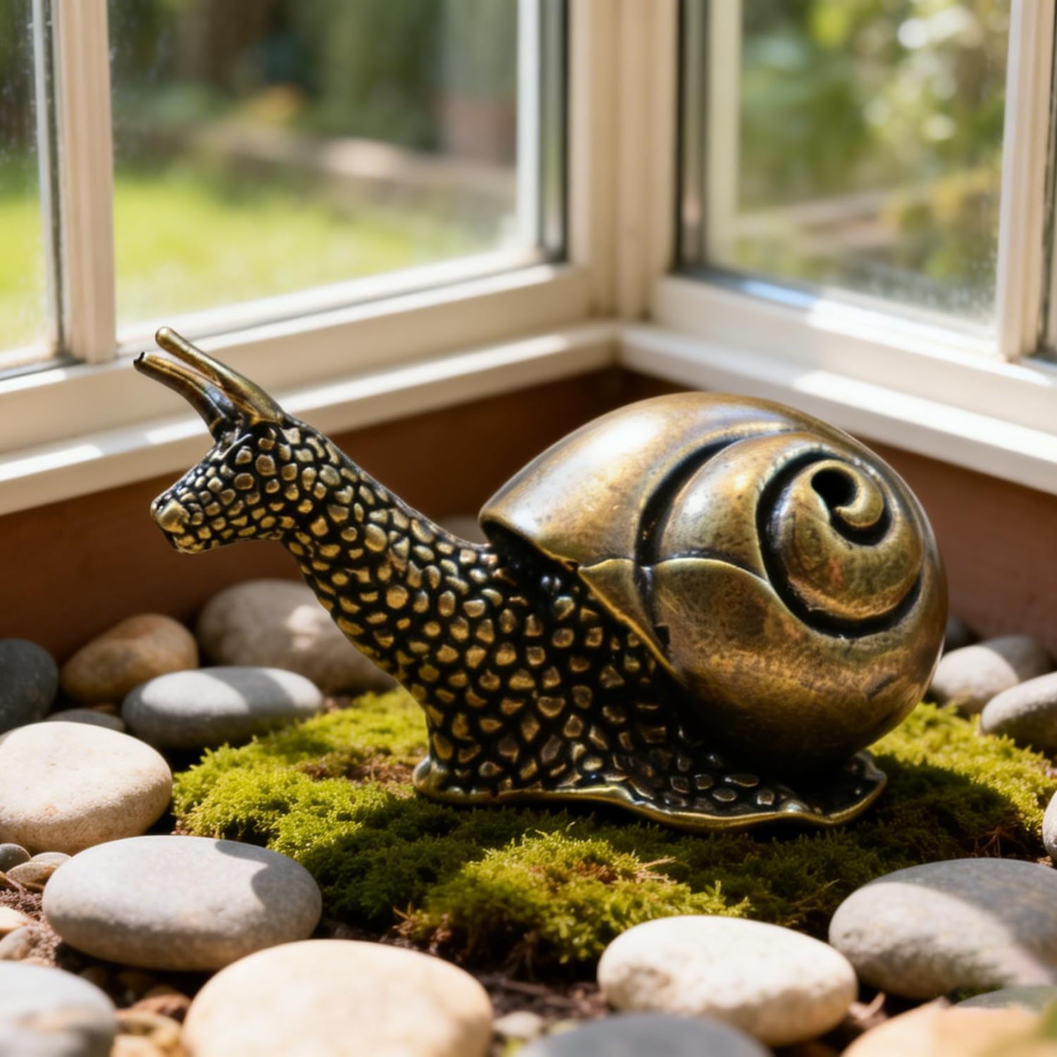 Pure Brass Snail Figurine, Small Vintage Snail Statue, Solid Brass Decorative Sculpture for Home Office Desk Shelf, Cute Collectible Ornament Gift (Height 0.75 in, Width 1.77 in) image 4
