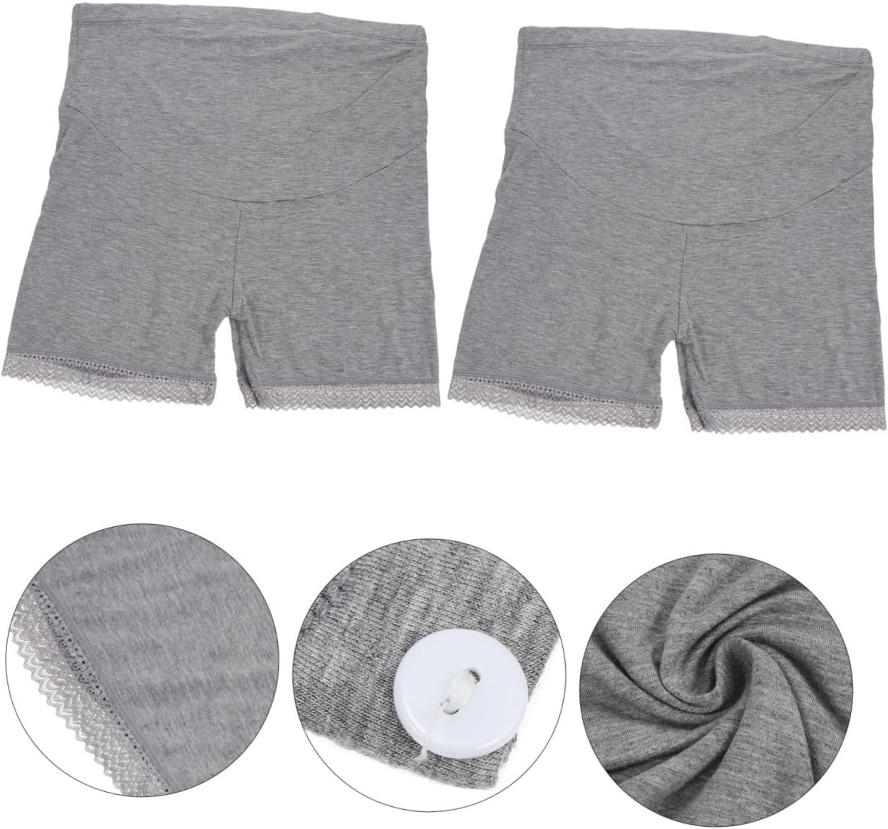 TEHAUX 2Pcs Maternity Panties High Waist Cotton Underwear Lace Trim Supportive Pregnant Women Postpartum Comfort Gray L Size
