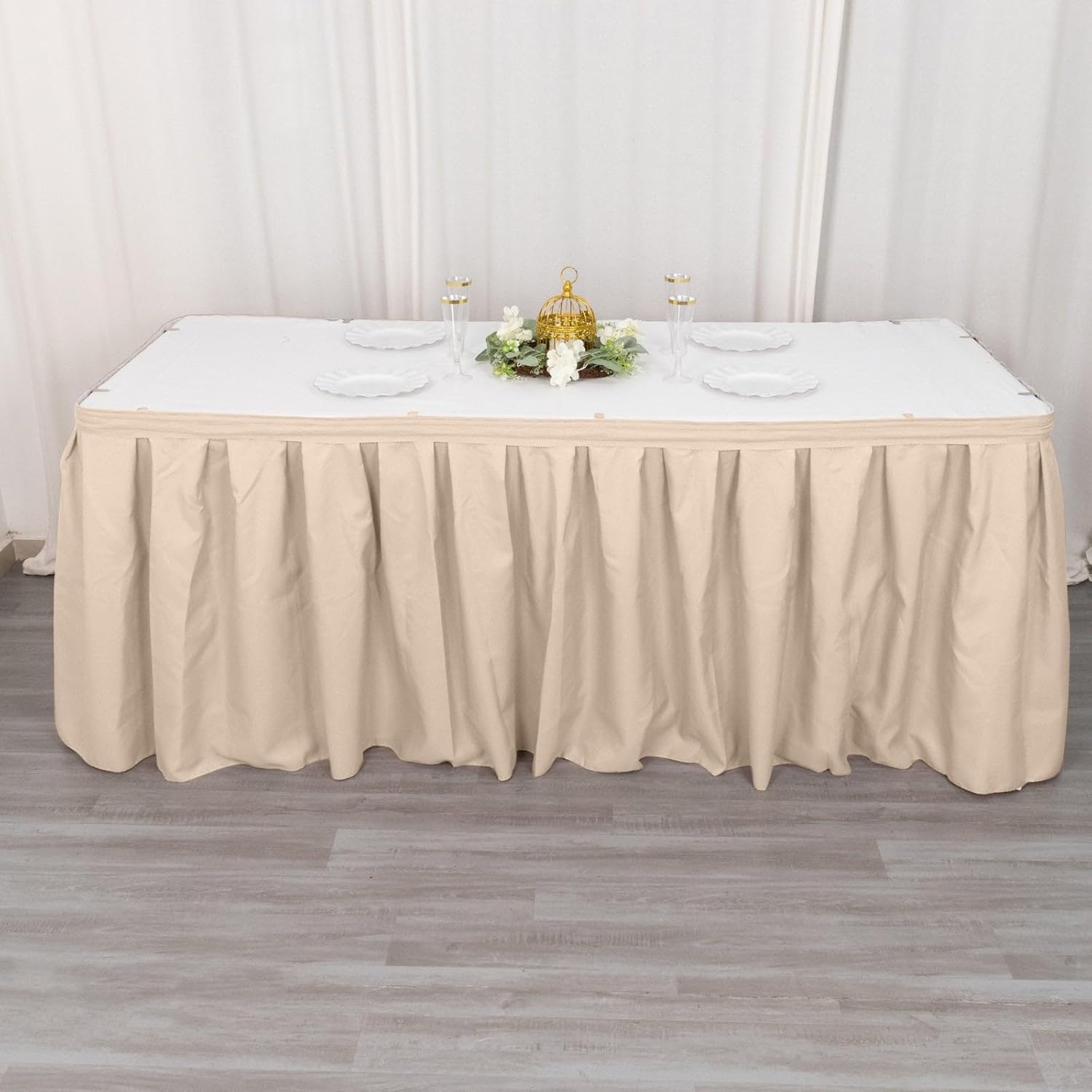 21 feet x 29-Inch Nude Polyester Banquet Table Skirt Linens Wedding Party Events Decorations Kitchen Dining Catering
