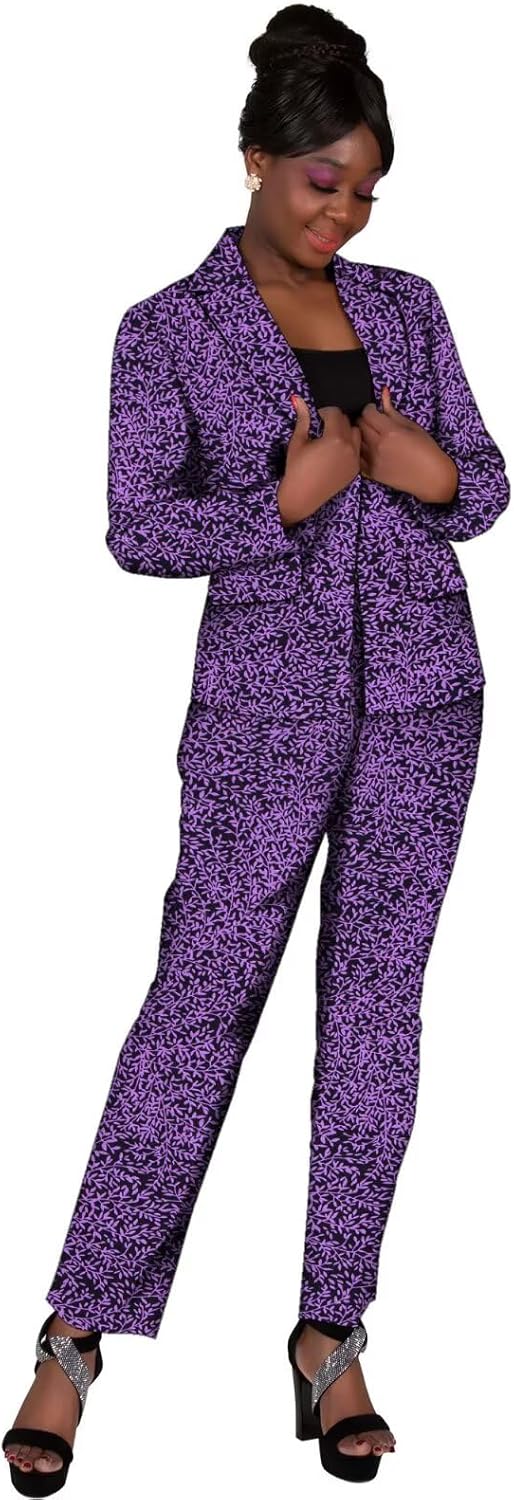 XIAOHUAGUA African Suits for Women Elegant 2 Pieces Outfits Set Blazer Coat and Pants Black History Month