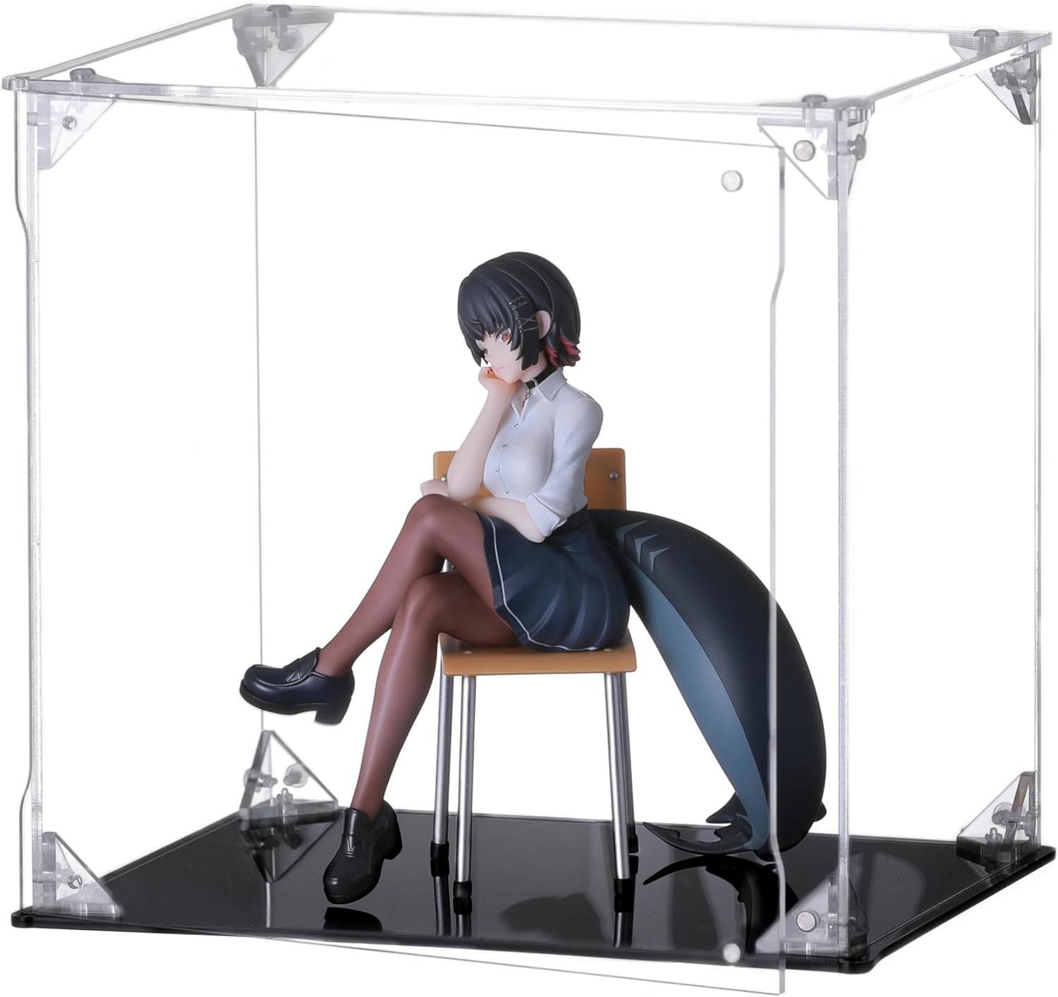 Acrylic Figure Display Case, Magnetic Front Door, Black Base