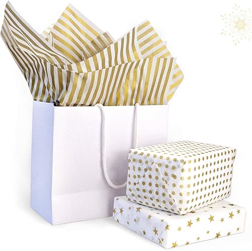 Miniatura 7 de MR FIVE 60 hojas de papel de seda dorado a granel, 20 x 28 pulgadas, papel de seda para bolsas de regalo, bricolaje y manualidades, papel de regalo