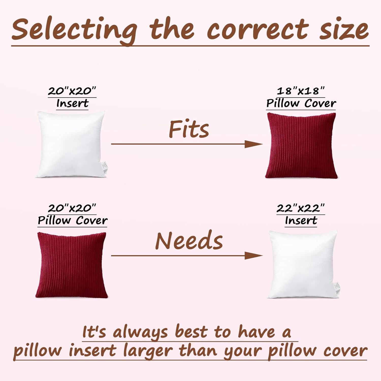 OTOSTAR Pack of 4 Decorative Throw Pillow Covers 20x20 Inch Soft Corduroy Decorative Modern Pillow Covers Farmhouse Couch Boho Pillowcases Home Couch Bed Decor (Cream Beige Burgundy)