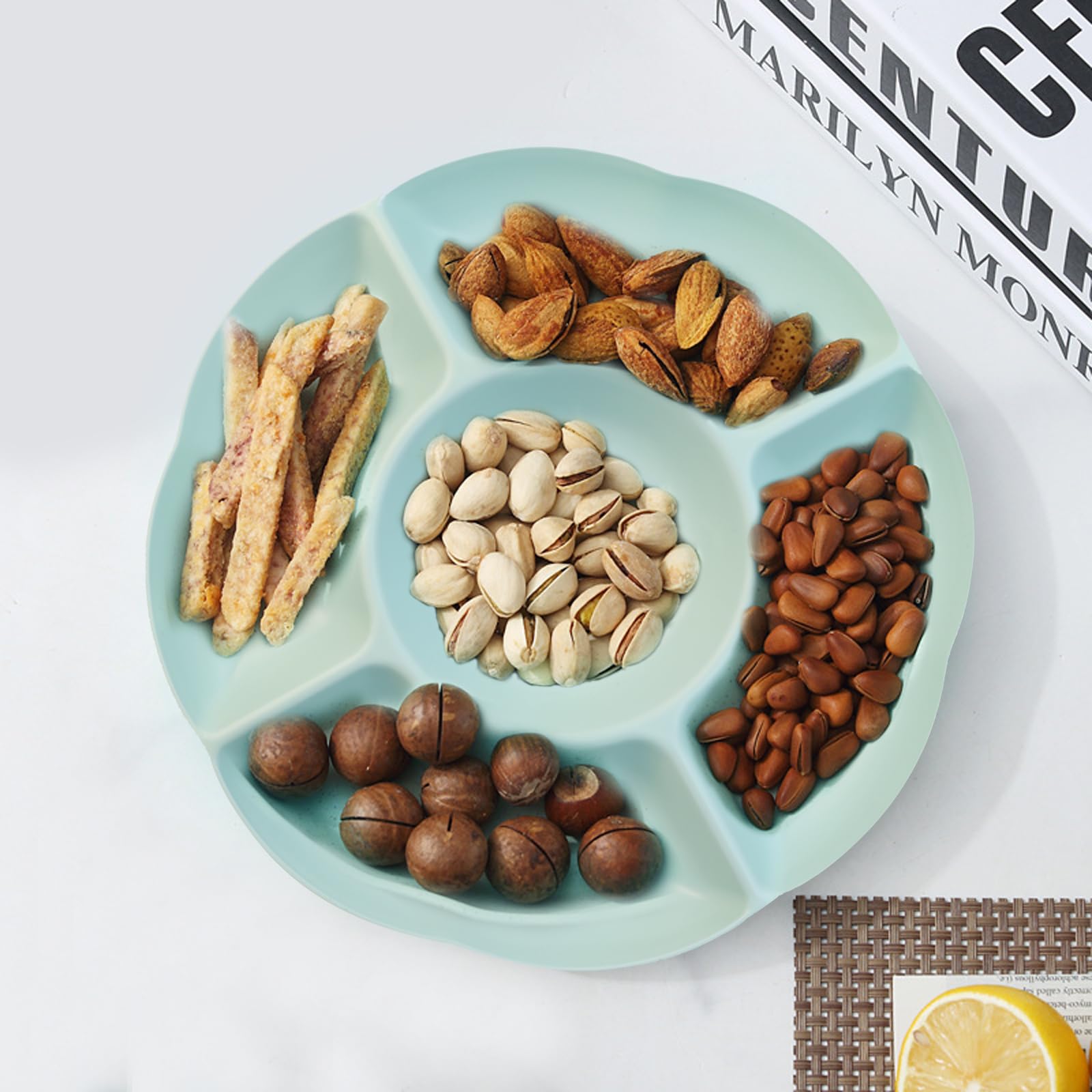 YSTrillion 4 Pezzi Piatti Vassoio a Scomparti,Portata Antipasti Multiuso,Design Antiscivolo Riutilizzabile Snack per Feste Caramelle ,Antipasti,Frutta secca,Snack,Frutta,Dessert
