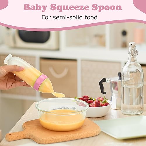 Miniatura 5 de WAJIAYON Comedero de comida para bebé, paquete de 4 cucharas dispensadoras de alimentos de silicona para bebés, cucharas de alimentación para