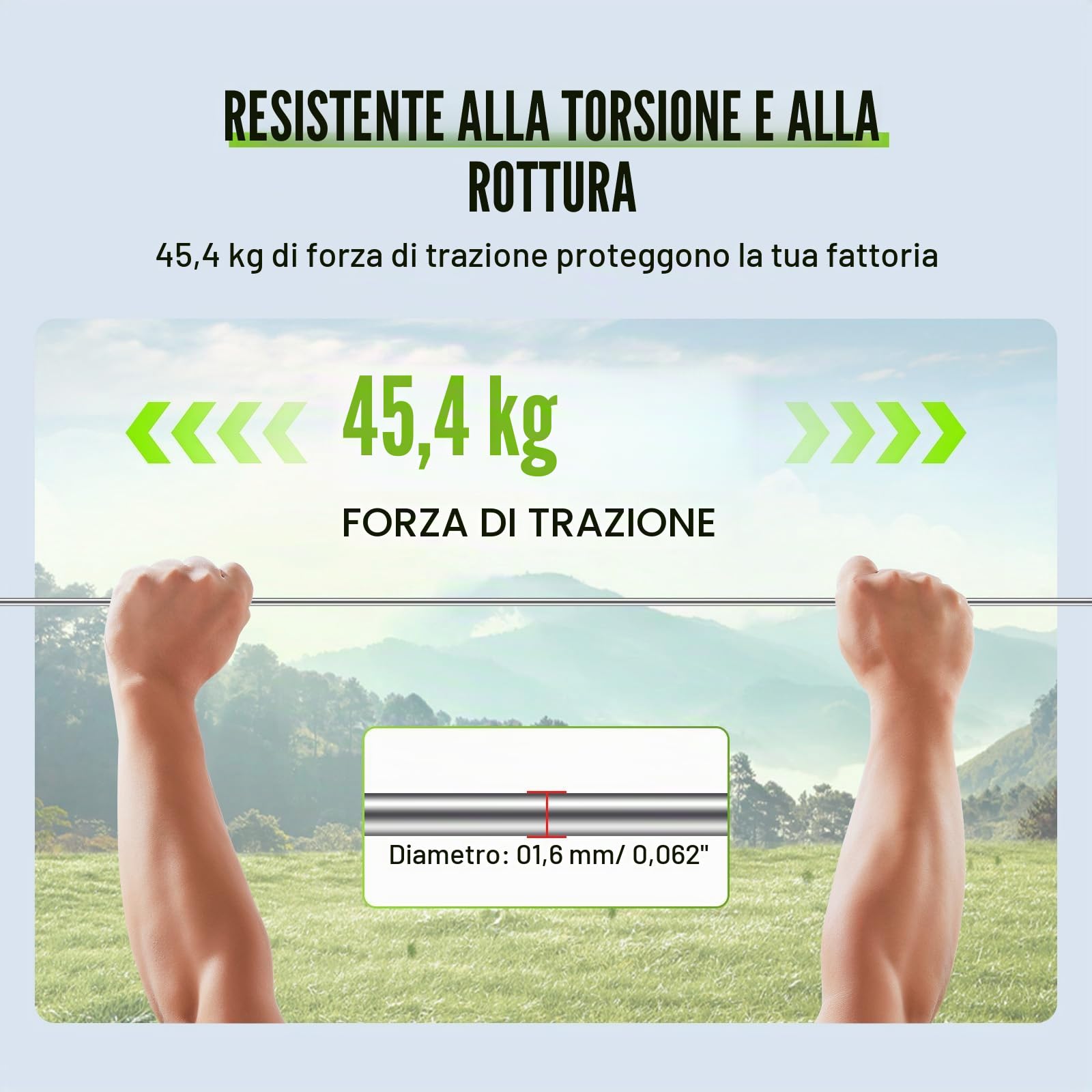 VEVOR Filo di Alluminio Calibro 16 per Recinzioni Elettriche, Filo Elettrico Portatile 500 m, Lega Alluminio 1,6 mm Diametro per Maggiore Conduttività e Resistenza alla Ruggine, per Cavalli, Bestiame