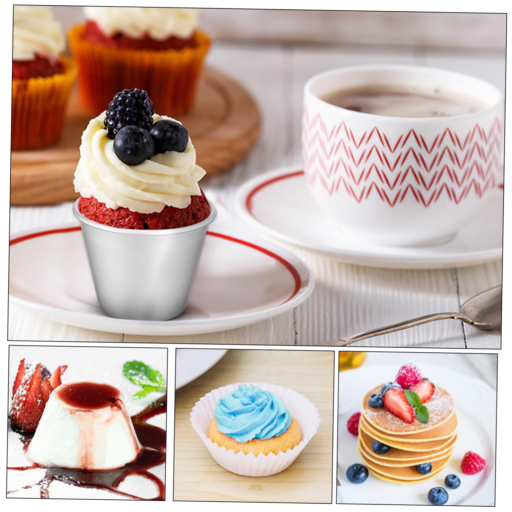 Ciieeo Lot De 3 Moules À Muffins En Métal Caissettes À Muffins Moules À Gâteaux Pudding Faciles À Nettoyer Polyvalents Pour Débutants 8 Pièces X 3
