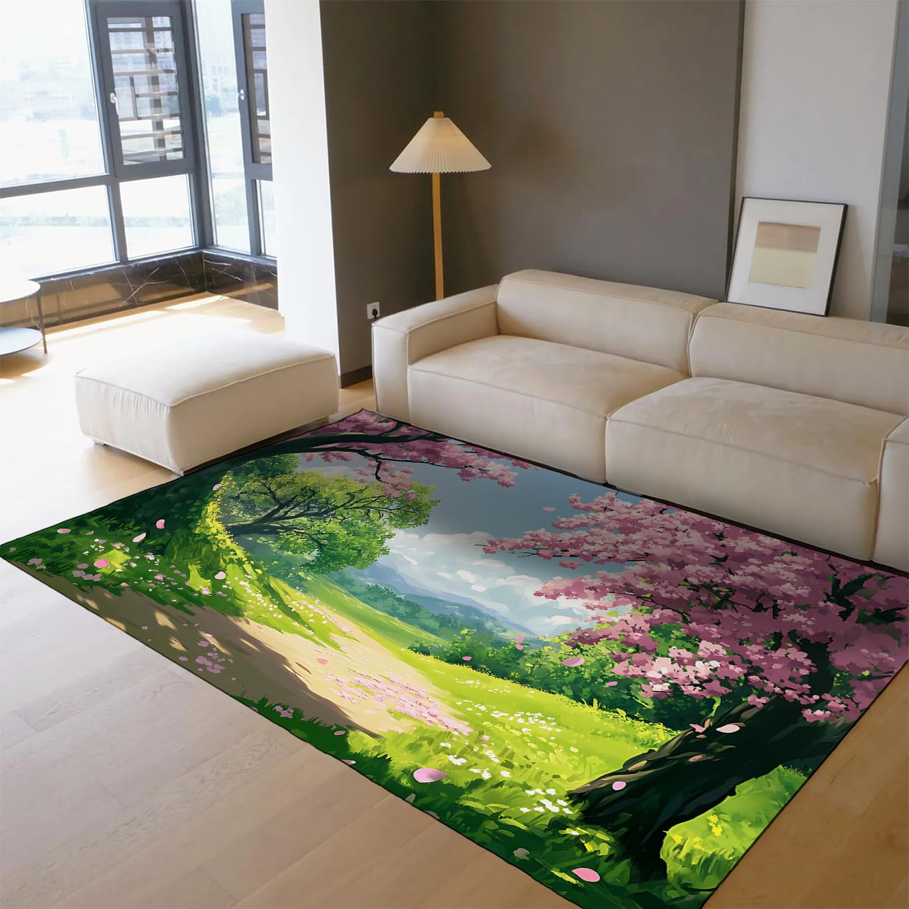 Tapis style conte de fées fleurs en faux motif fin 60x120
