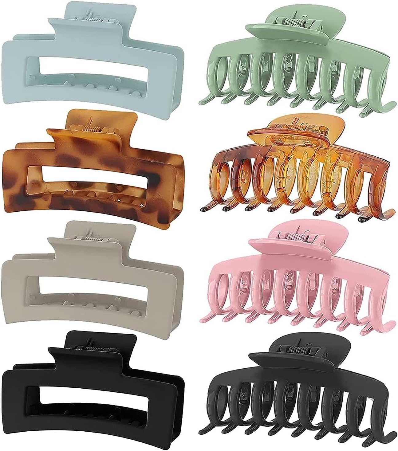 ECVV 8 Pack Large Hair Claw Clips for Women Strong Hold Nonslip Jaw Clips for Women and Girls Hair Clamps for Thick Thin Fine Long Hair Multi Color Hair Accessories