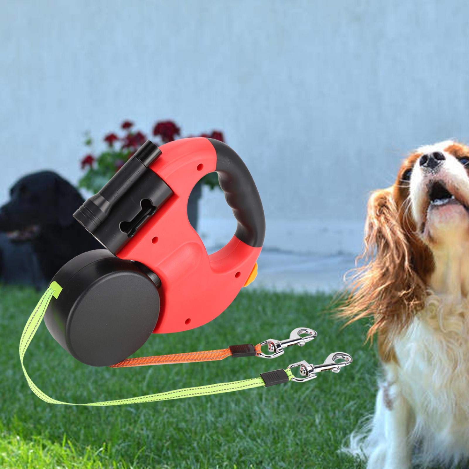 Guinzaglio Retrattile per Cani, guinzaglio da Passeggio per Animali Domestici a Doppia Testa, antigroviglio, Freno a Una Mano, per Cane o Gatto X-Small/Small/Medium/Large(Scarlet)