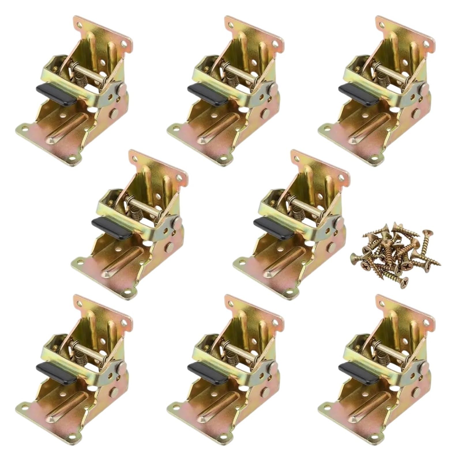 Debnfrwjas Gold 8Pcs Self Lock Folding Table Leg Brackets 0-180° Heavy Duty Hinges