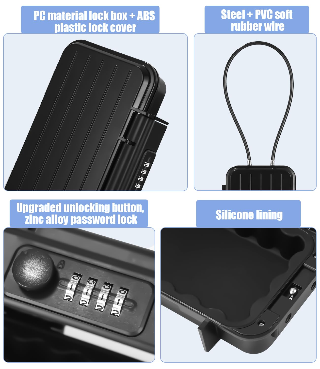 Coffre fort portable multi fonctionnel ABS avec code de sécurité grande capacité résistant aux chocs et aux chutes idéal pour la maison mini boîte à sécurité discrète boîte à code pratique et sans clé