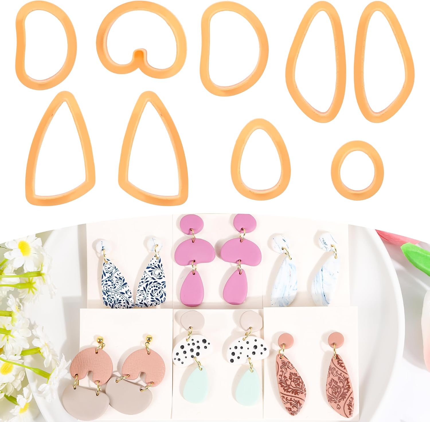 Puocaon Bow Polymer Clay Cutters - 9 Pcs Clay Cutters for Polymer Clay Jewelry Bowties Shape, Cute Conquette Aesthetic Clay Earring Cutter, Bowtie Polymer Clay Earring Cutter