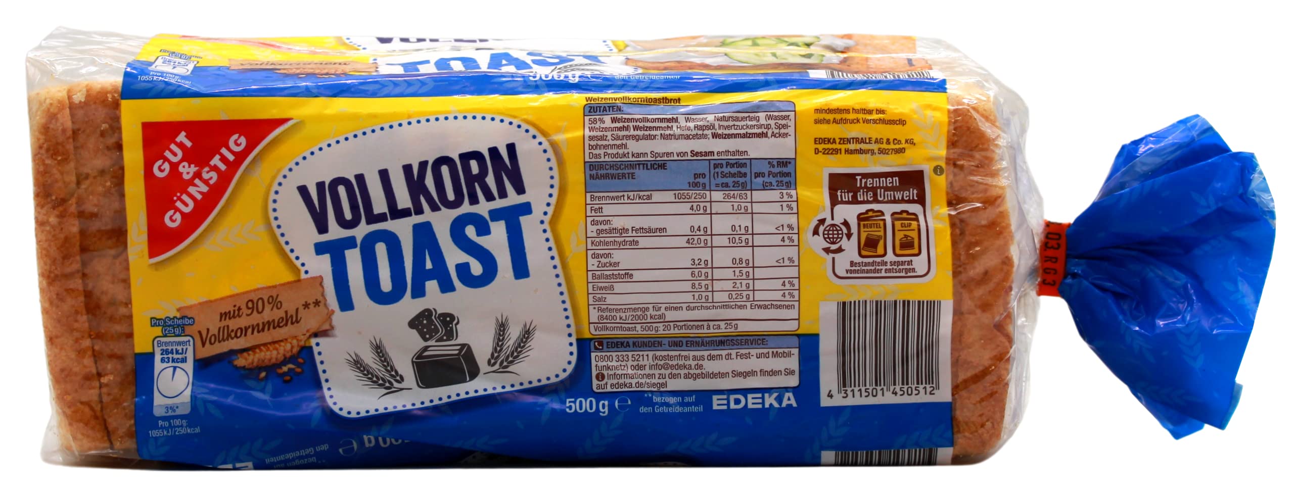 Gut & Günstig Vollkorn Toast, 10er Pack (10 x 500g)